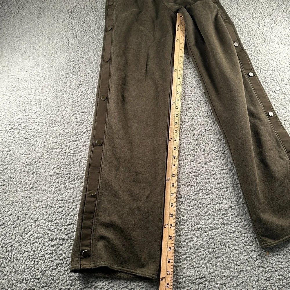 ALO Yoga Courtside Tearaway Side Snap Button Pant Womens Size S Olive Lounge